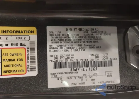 2018 Ford Mustang Ecoboost из США, поврежденный, VIN 1FA6P8TH1J5116324